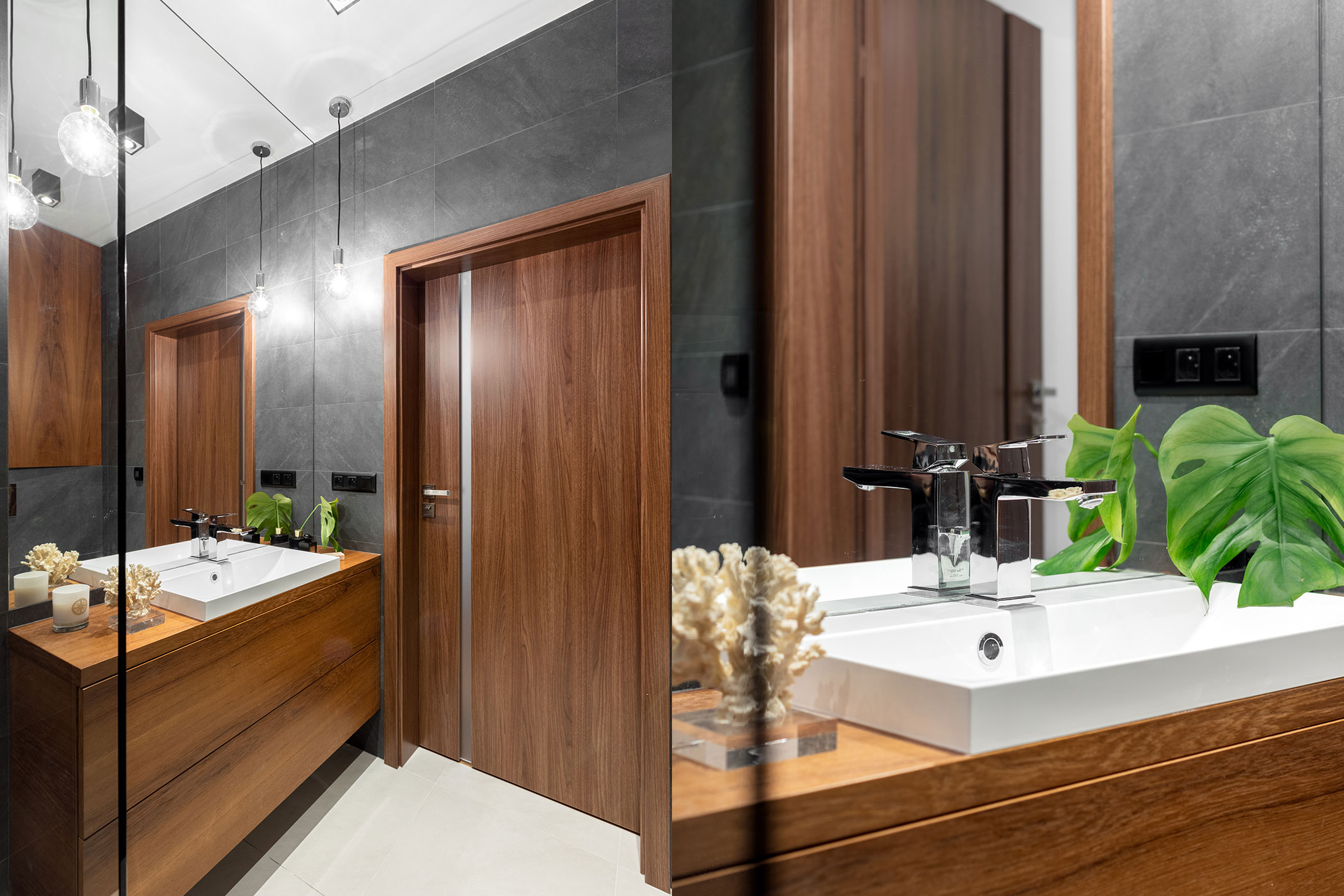 łazienka w szaro brązowych kolorach pod klucz