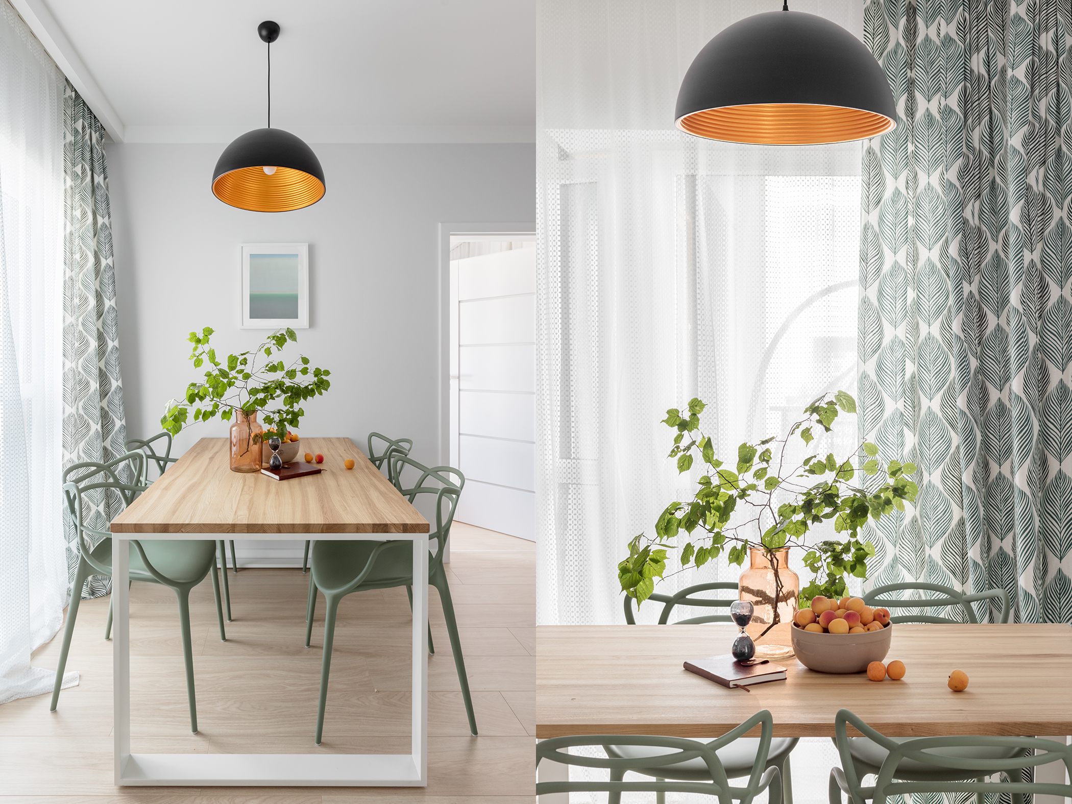 jadalnia w zielonych kolorach